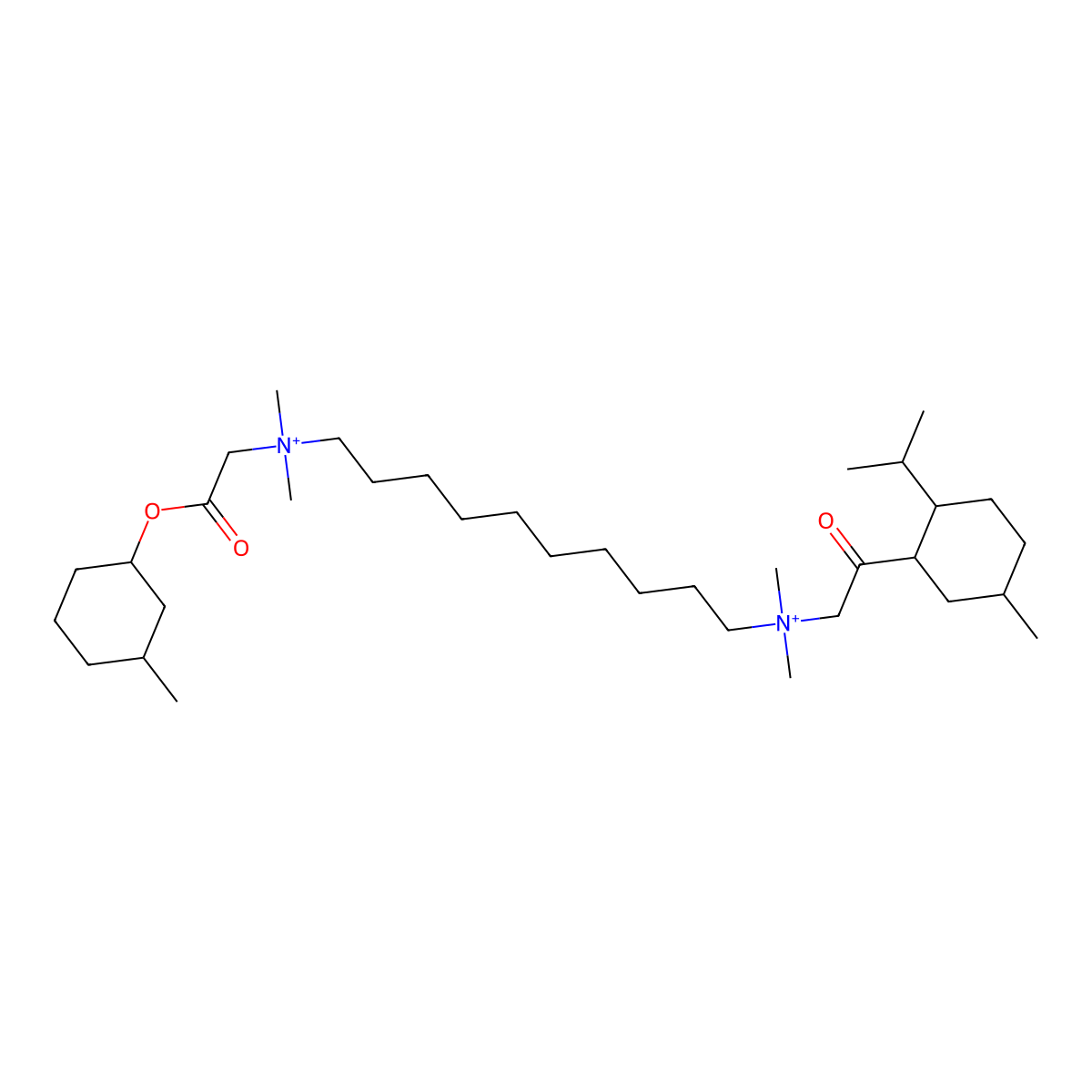 N,N,N',N'-tetramethyl-N-{2-[(3-methylcyclohexyl)oxy]-2-oxoethyl}-N'-{2-[5-methyl-2-(propan-2-yl)cyclohexyl]-2-oxoethyl}decane-1,10-diaminium molecular structure, CAS 1301706-96-6