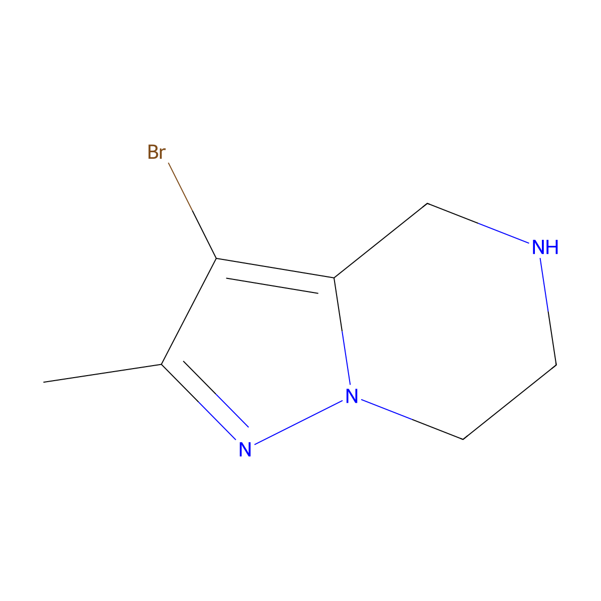 3-bromo-2-methyl-4H,5H,6H,7H-pyrazolo[1,5-a]pyrazine molecular structure, CAS 1301714-07-7