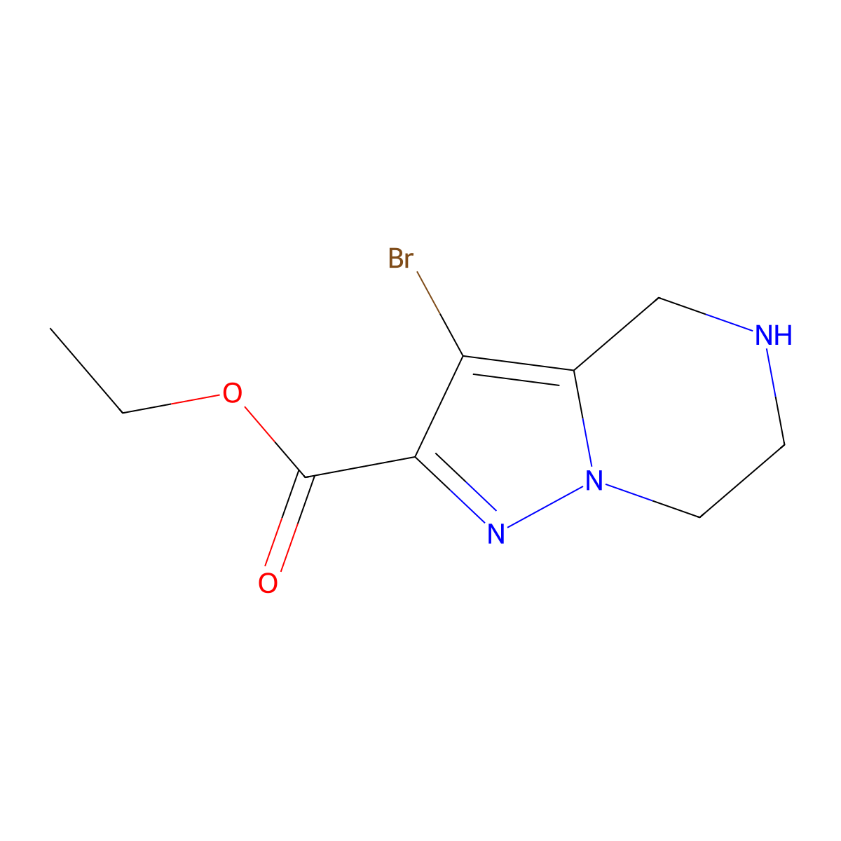 Ethyl 3-bromo-4,5,6,7-tetrahydropyrazolo[1,5-a]pyrazine-2-carboxylate molecular structure, CAS 1301714-28-2