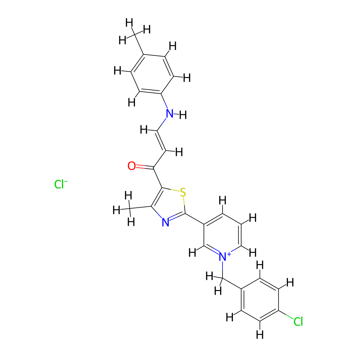 1-(4-chlorobenzyl)-3-{4-methyl-5-[(E)-3-(4-toluidino)-2-propenoyl]-1,3-thiazol-2-yl}pyridinium chloride molecular structure, CAS 1301717-72-5