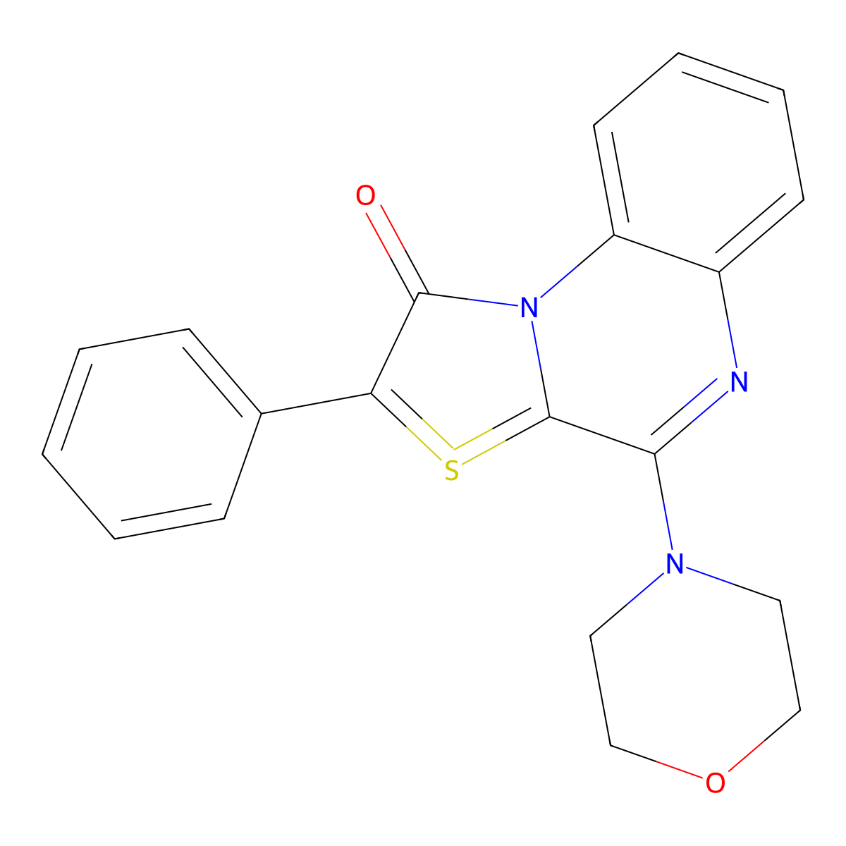 4-Morpholino-2-phenylthiazolo[3,2-a]quinoxalin-10-ium-1-olate molecular structure, CAS 1301732-12-6
