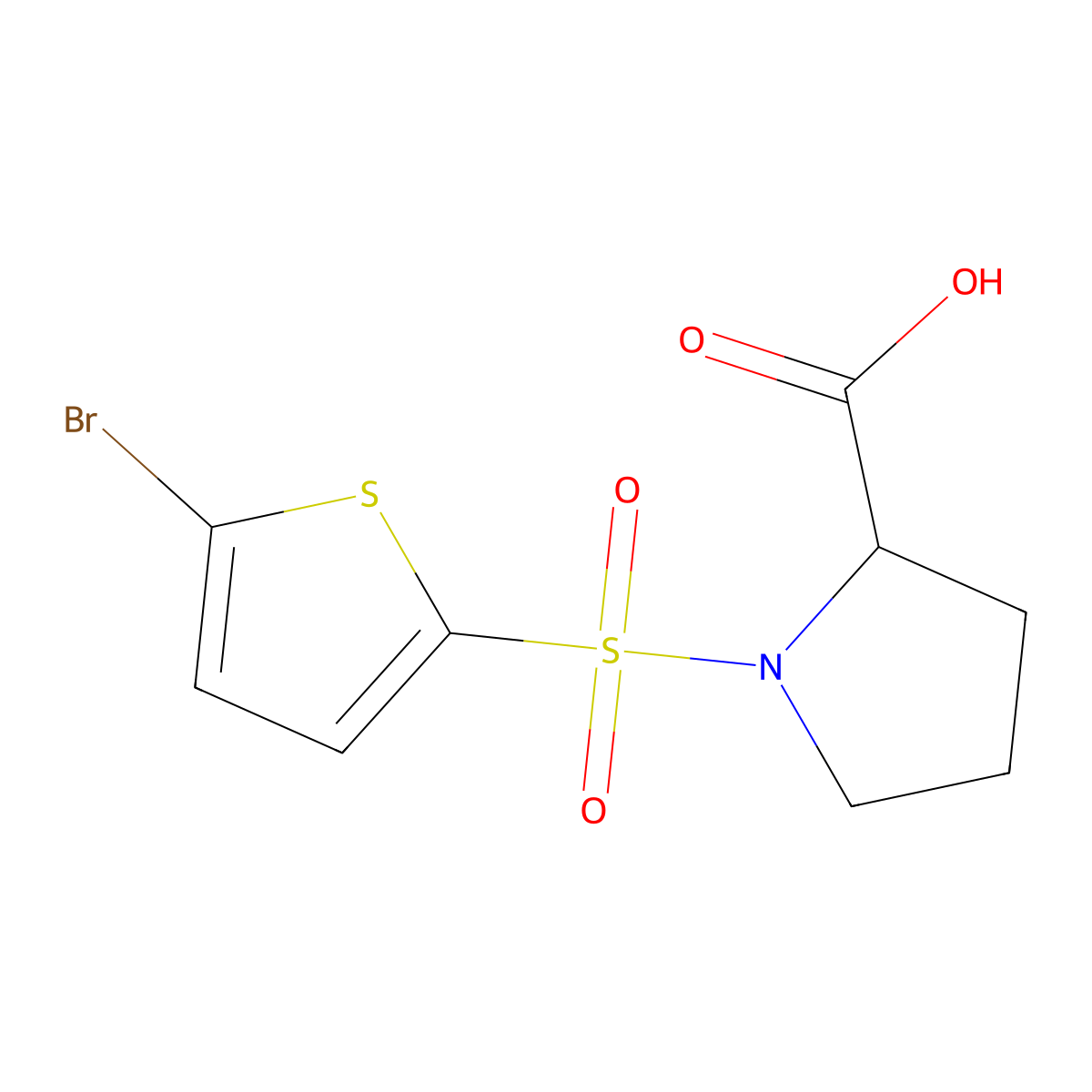 Proline, 1-((5-bromo-2-thienyl)sulfonyl)- molecular structure, CAS 1301738-60-2
