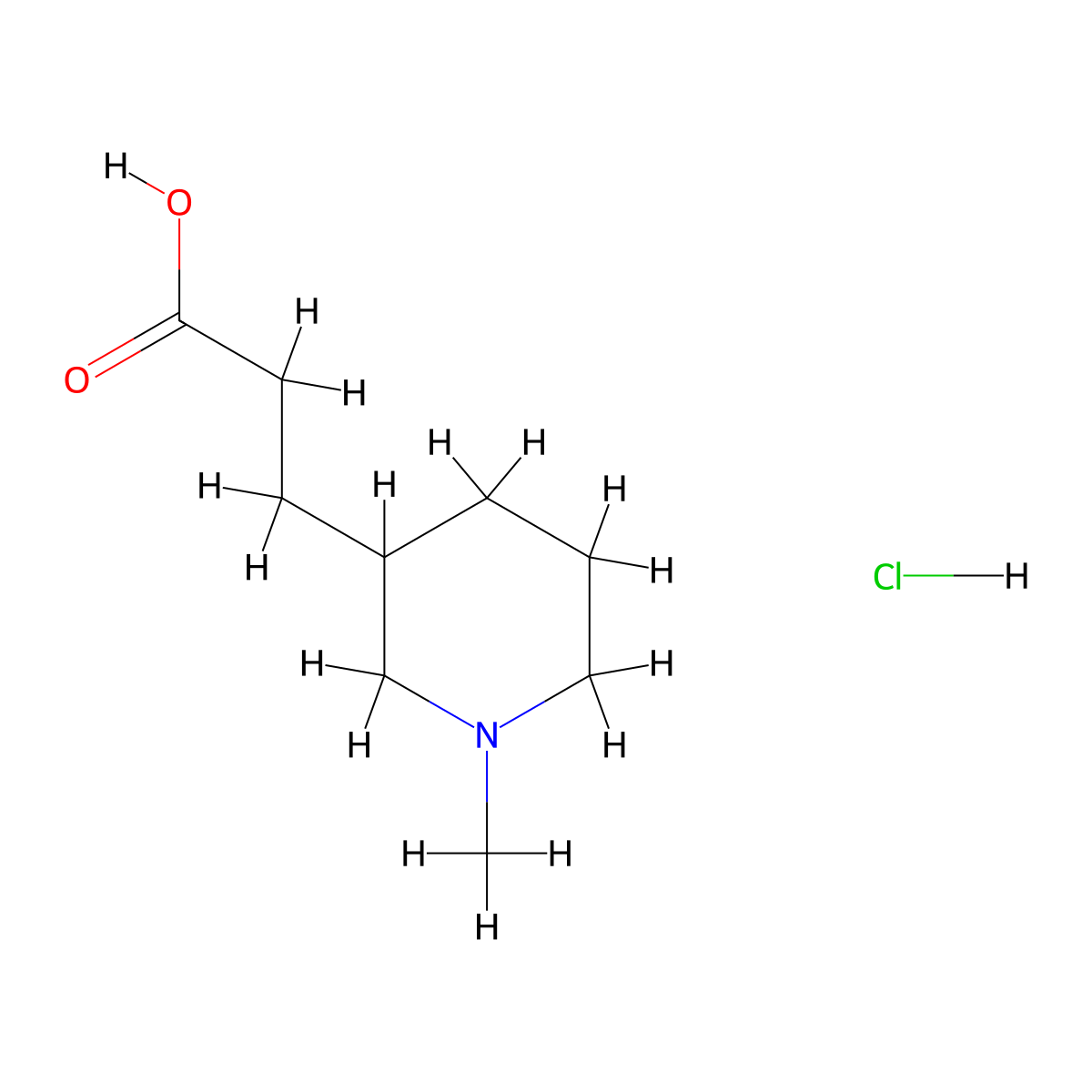 3-(1-Methyl-3-piperidinyl)propanoic acid hydrochloride molecular structure, CAS 1301739-53-6