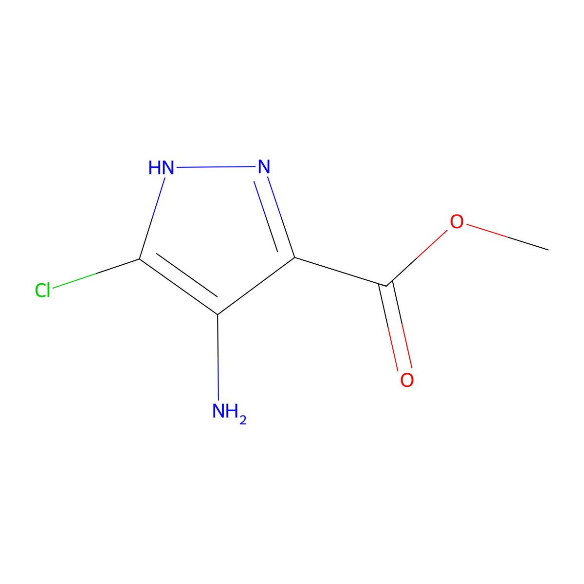 Methyl 4-amino-5-chloro-1H-pyrazole-3-carboxylate molecular structure, CAS 1301742-22-2