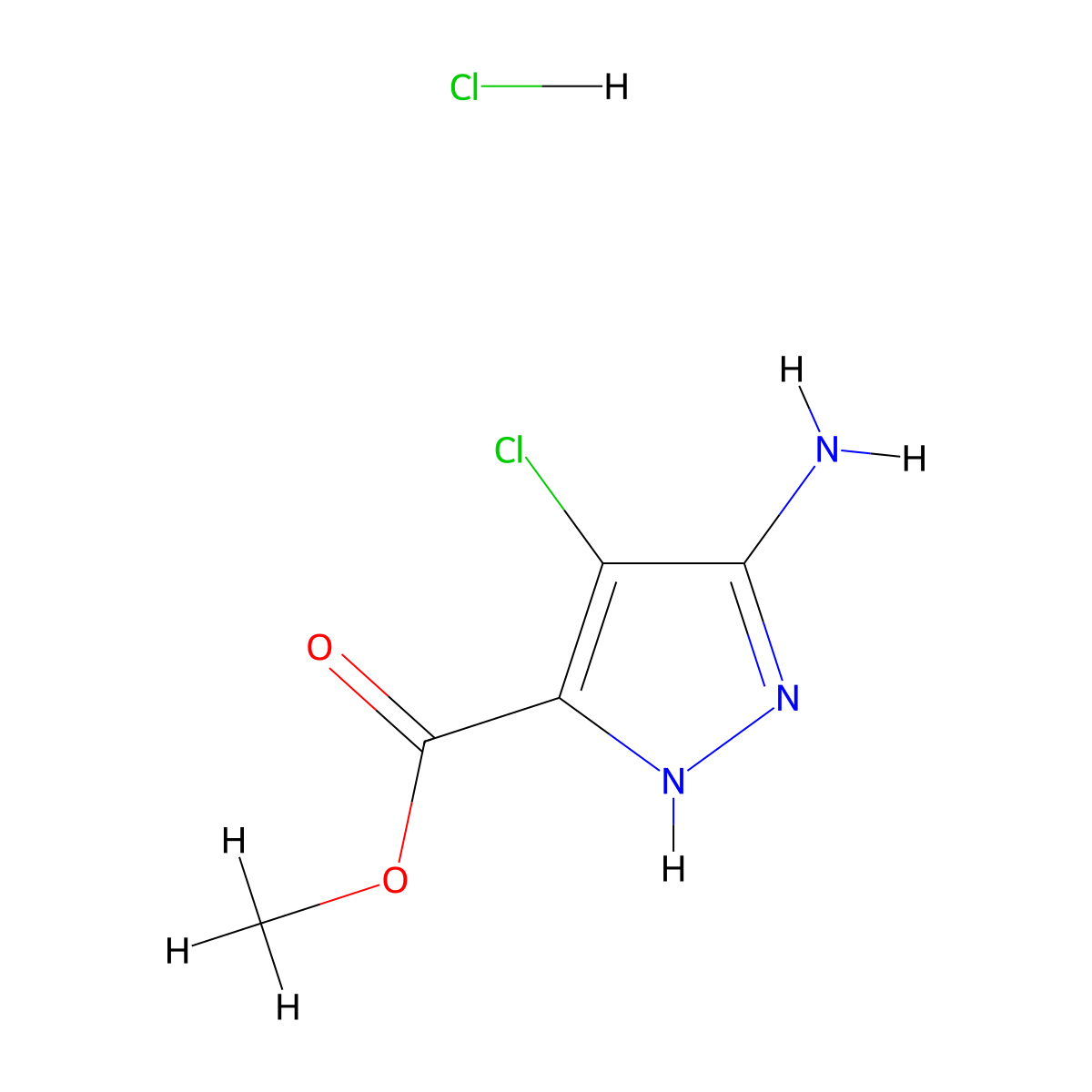 Methyl 5-amino-4-chloro-1h-pyrazole-3-carboxylate hydrochloride molecular structure, CAS 1301743-26-9