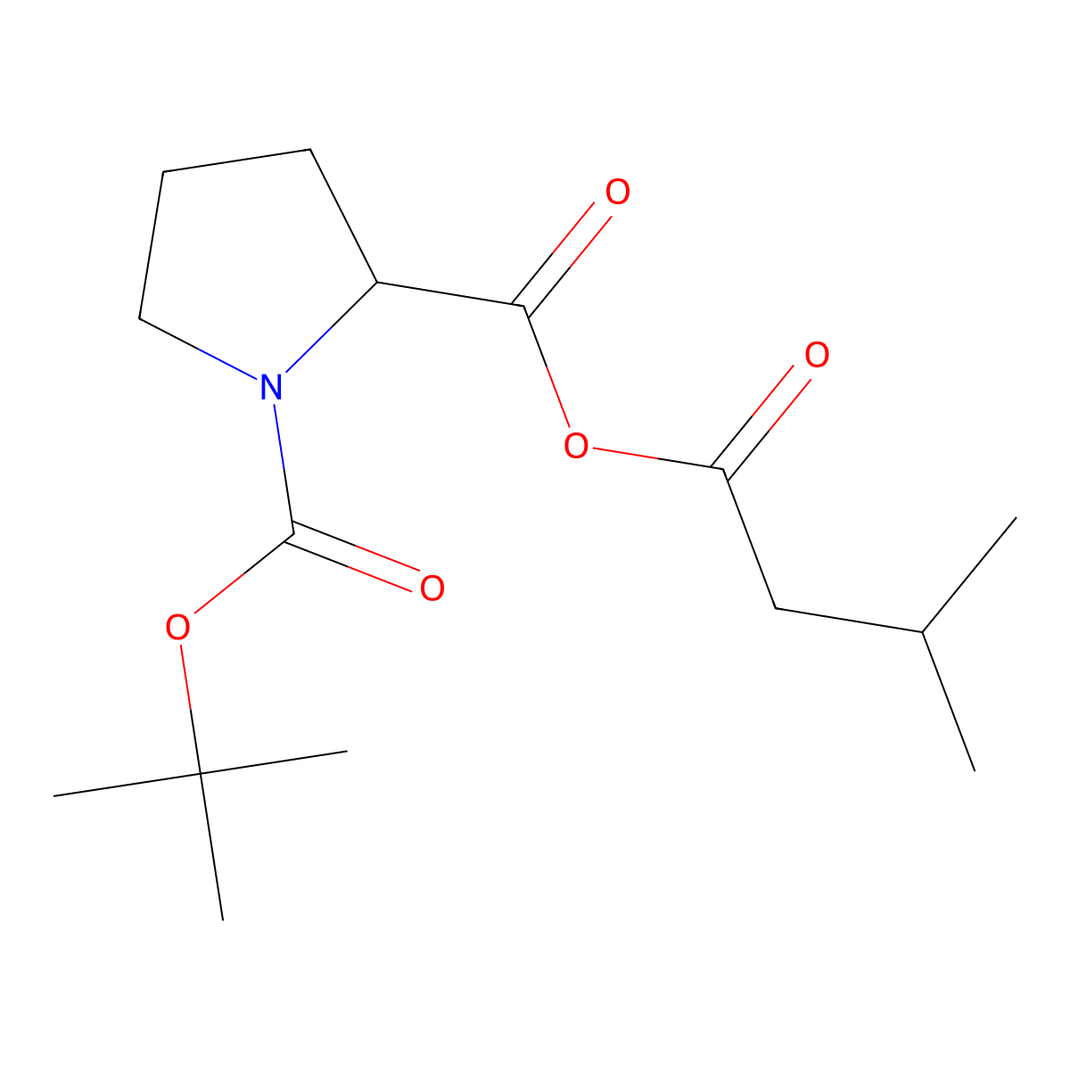 1-tert-butyl 2-(3-methylbutanoyl) (2R)-pyrrolidine-1,2-dicarboxylate molecular structure, CAS 1301760-11-1