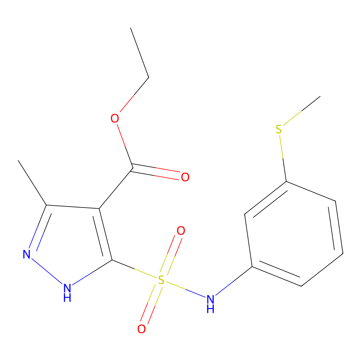 ethyl 3-methyl-5-(N-(3-(methylthio)phenyl)sulfamoyl)-1H-pyrazole-4-carboxylate molecular structure, CAS 1301766-49-3