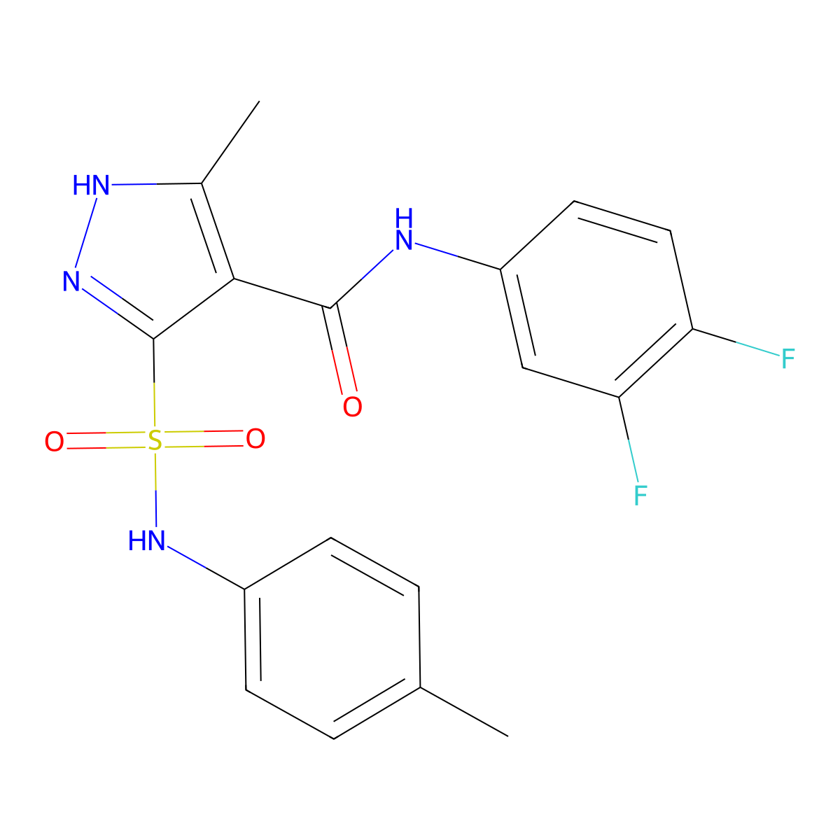 N-(3,4-difluorophenyl)-3-methyl-5-[(4-methylphenyl)sulfamoyl]-1H-pyrazole-4-carboxamide molecular structure, CAS 1301766-56-2