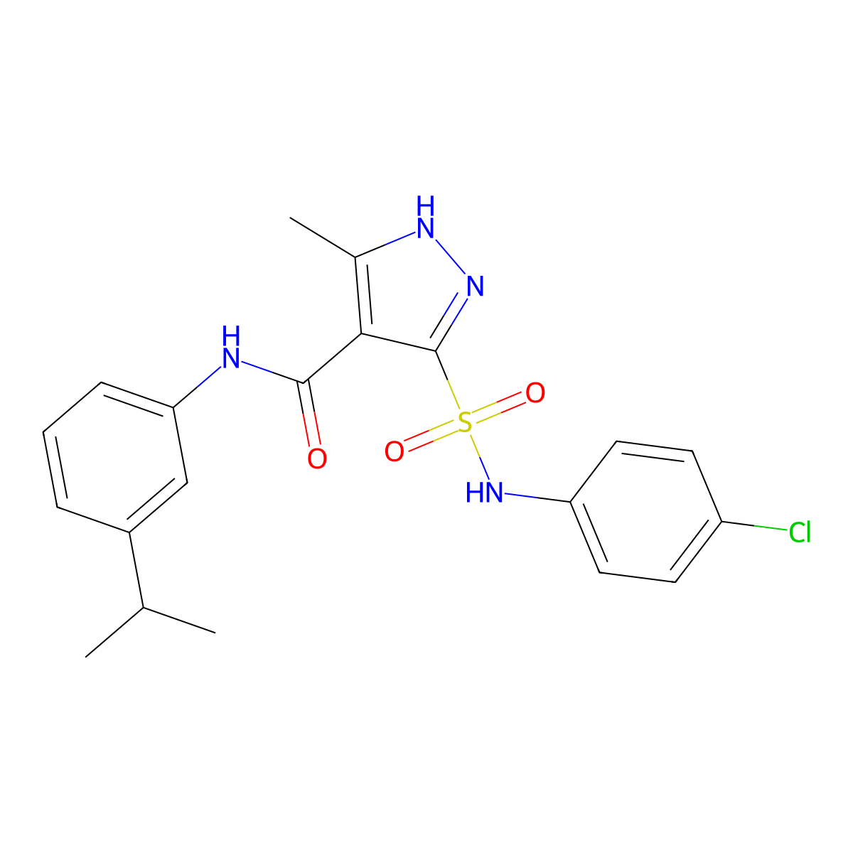 5-[(4-chlorophenyl)sulfamoyl]-3-methyl-N-[3-(propan-2-yl)phenyl]-1H-pyrazole-4-carboxamide molecular structure, CAS 1301767-45-2