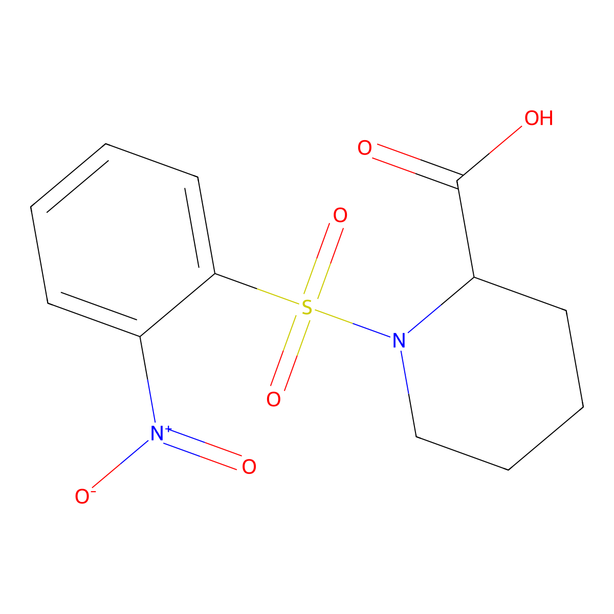 1-[(2-Nitrophenyl)sulfonyl]piperidine-2-carboxylic acid molecular structure, CAS 130178-54-0