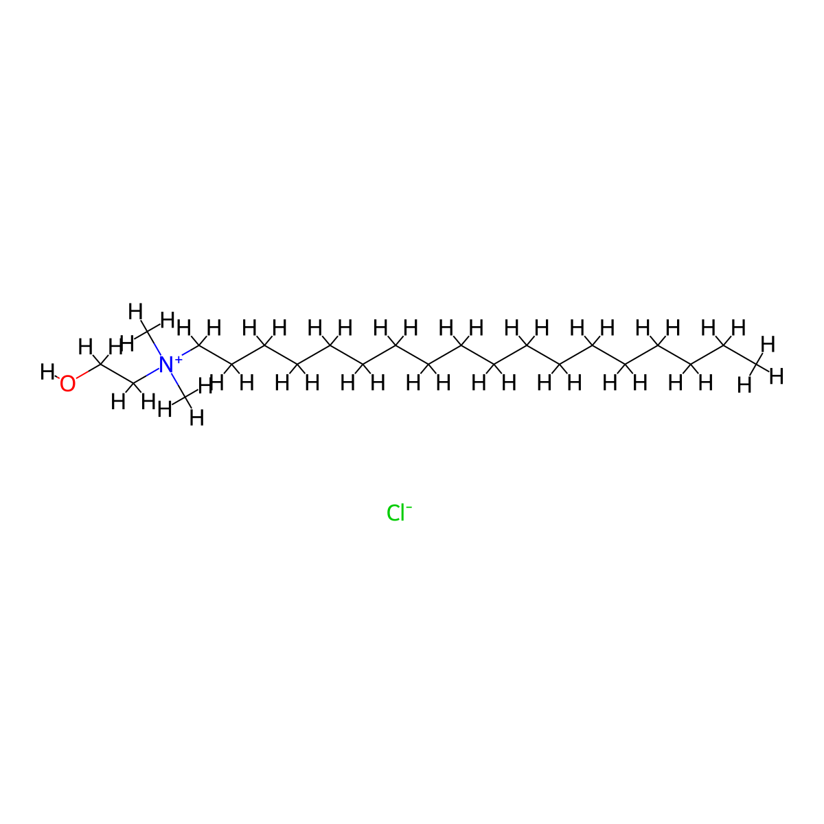 1-Octadecanaminium, N-(2-hydroxyethyl)-N,N-dimethyl-, chloride (1:1) molecular structure, CAS 13018-95-6