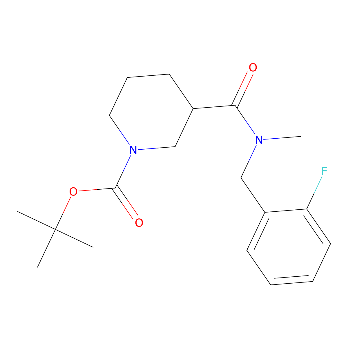 tert-Butyl 3-((2-fluorobenzyl)(methyl)carbamoyl)piperidine-1-carboxylate molecular structure, CAS 1301842-43-2