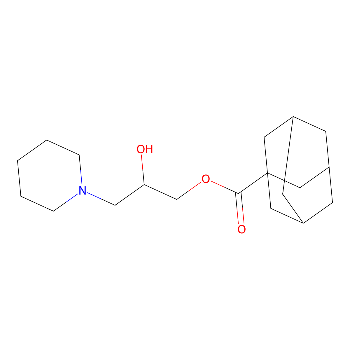 2-Hydroxy-3-(piperidin-1-yl)propyl adamantane-1-carboxylate molecular structure, CAS 130187-77-8