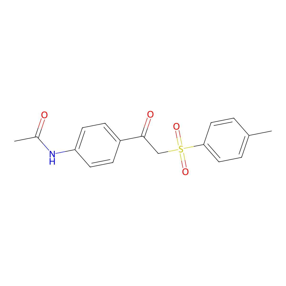 N-[4-[2-(4-methylphenyl)sulfonylacetyl]phenyl]acetamide molecular structure, CAS 130188-64-6