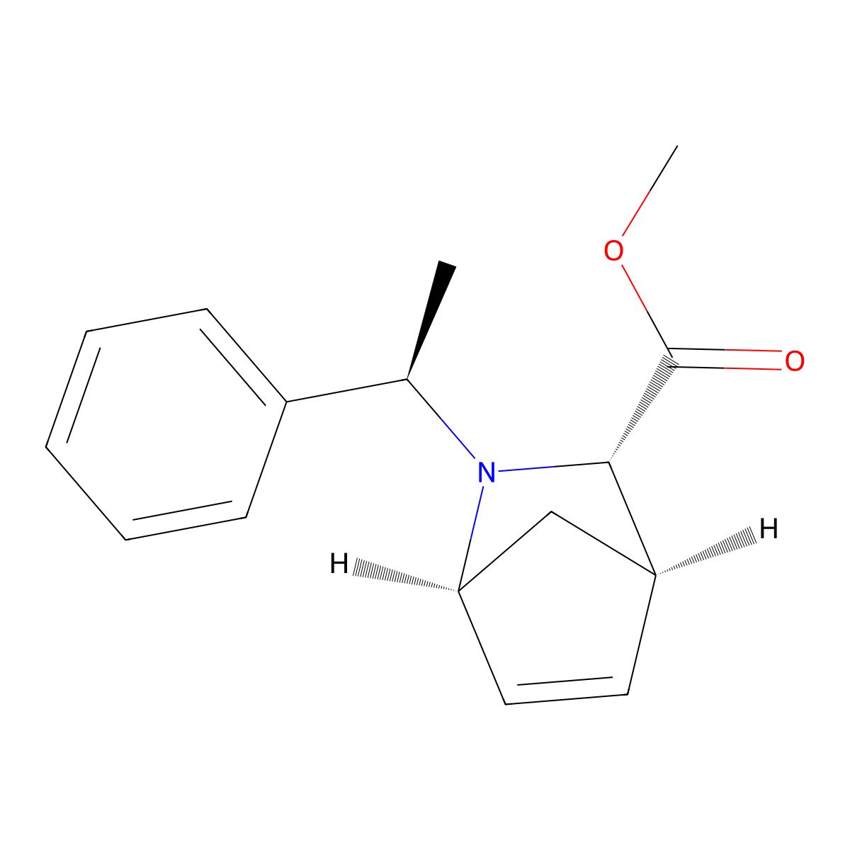 Methyl (1S,3S,4R)-2-((1R)-1-phenylethyl)-2-azabicyclo(2.2.1)hept-5-ene-3-carboxylate molecular structure, CAS 130194-96-6