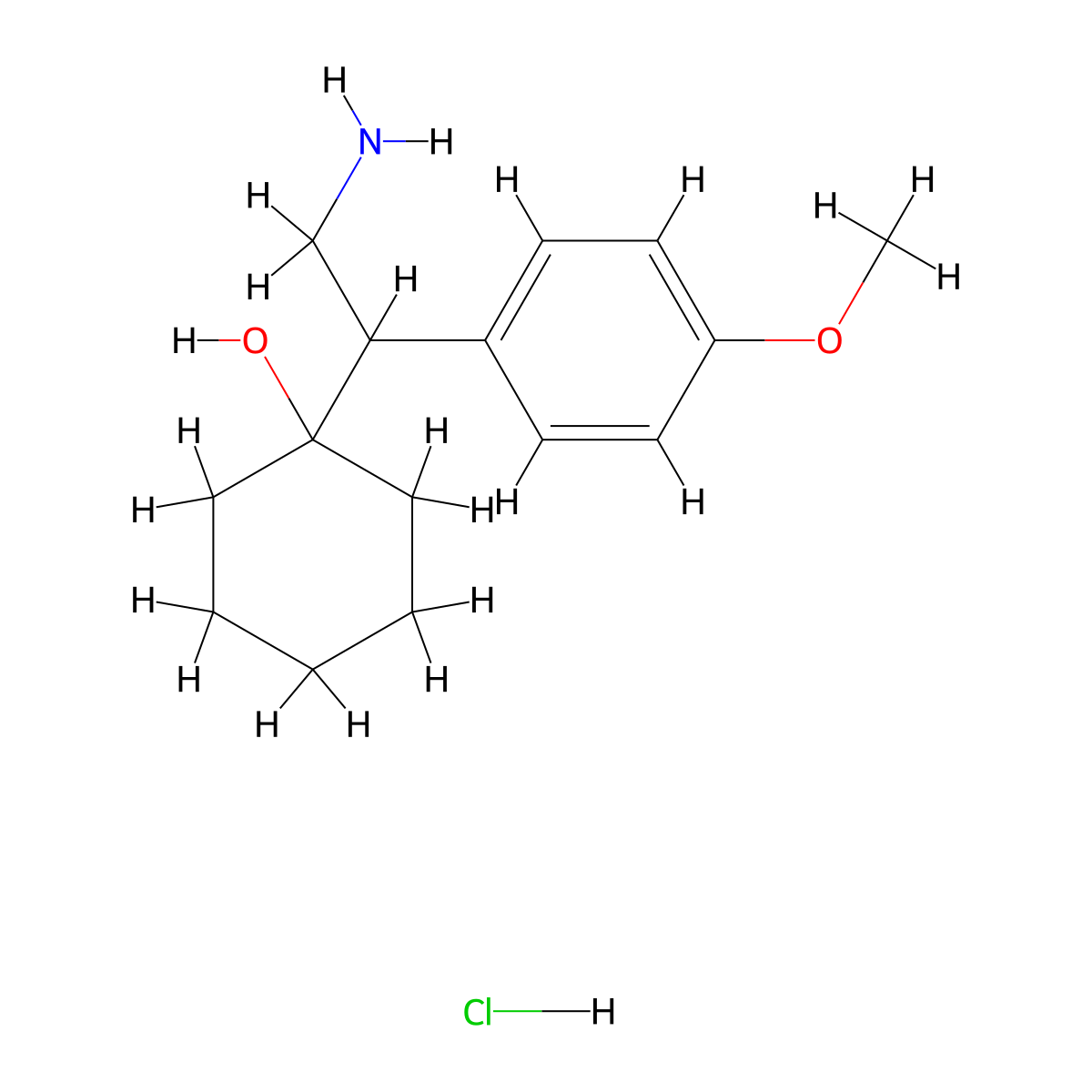 N,N-Didesmethylvenlafaxine hydrochloride molecular structure, CAS 130198-05-9