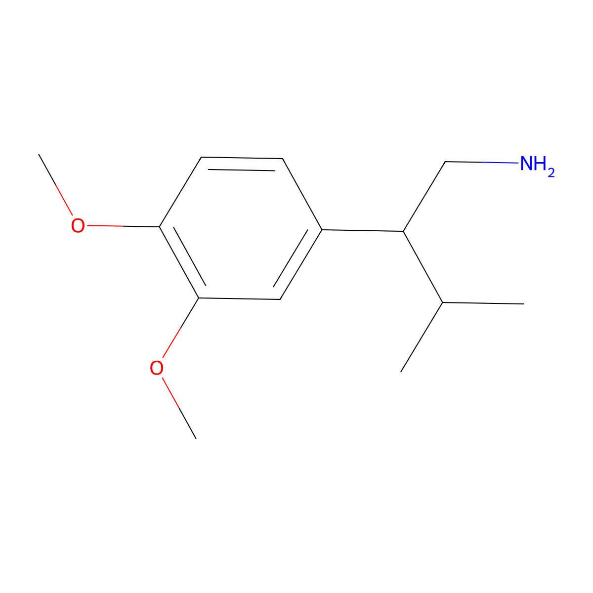 2-(3,4-Dimethoxyphenyl)-3-methylbutan-1-amine molecular structure, CAS 130209-36-8