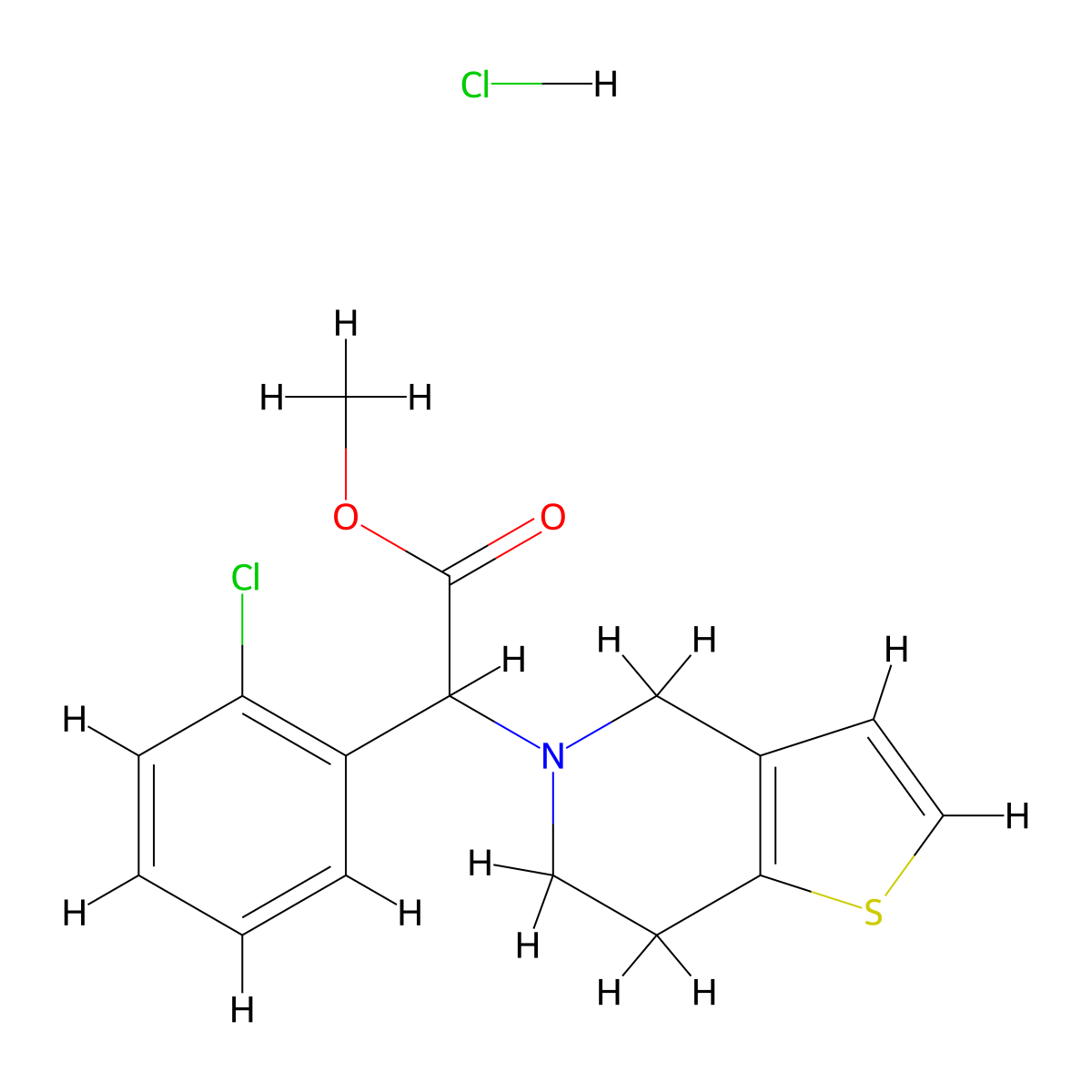 (+/-)-Clopidogrel hydrochloride molecular structure, CAS 130209-90-4