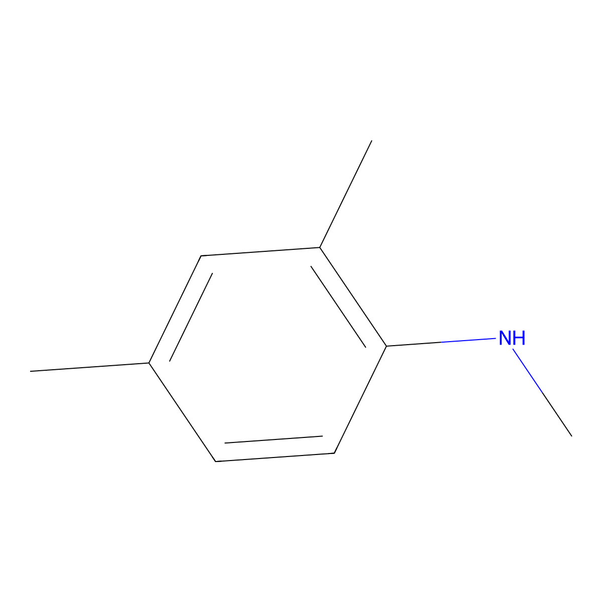 N,2,4-trimethylaniline molecular structure, CAS 13021-13-1