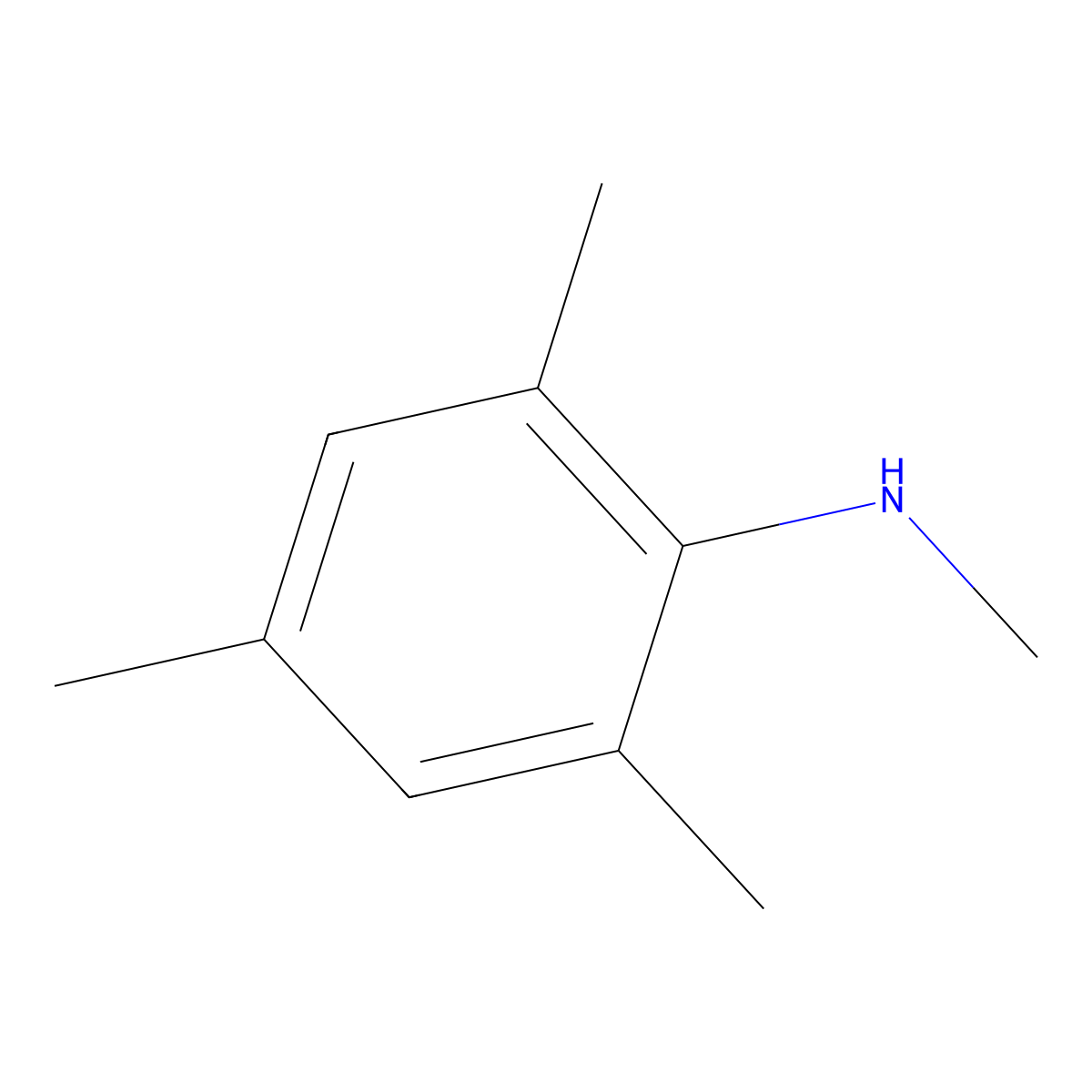 N,2,4,6-Tetramethylbenzenamine molecular structure, CAS 13021-14-2