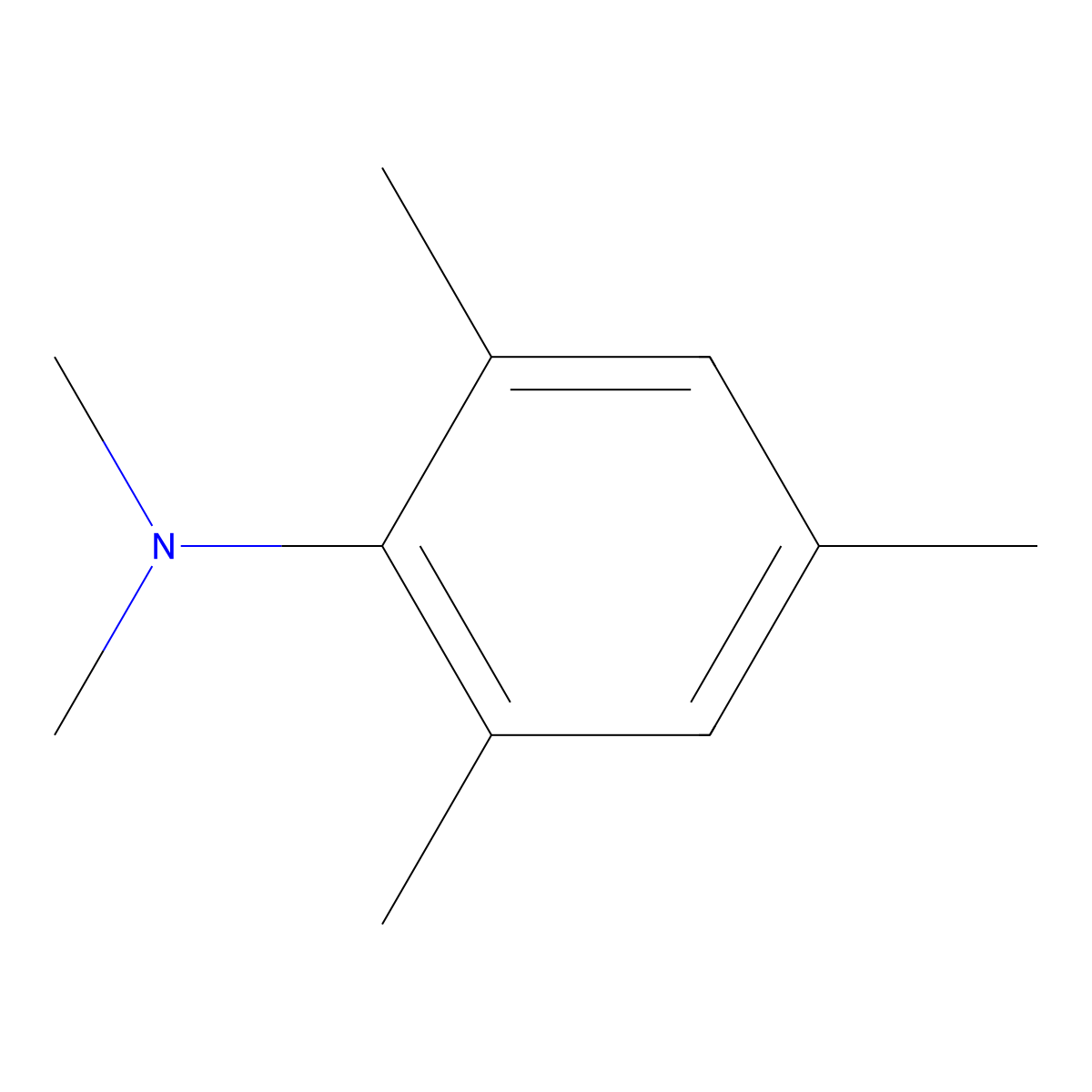 N,N,2,4,6-Pentamethylbenzenamine molecular structure, CAS 13021-15-3