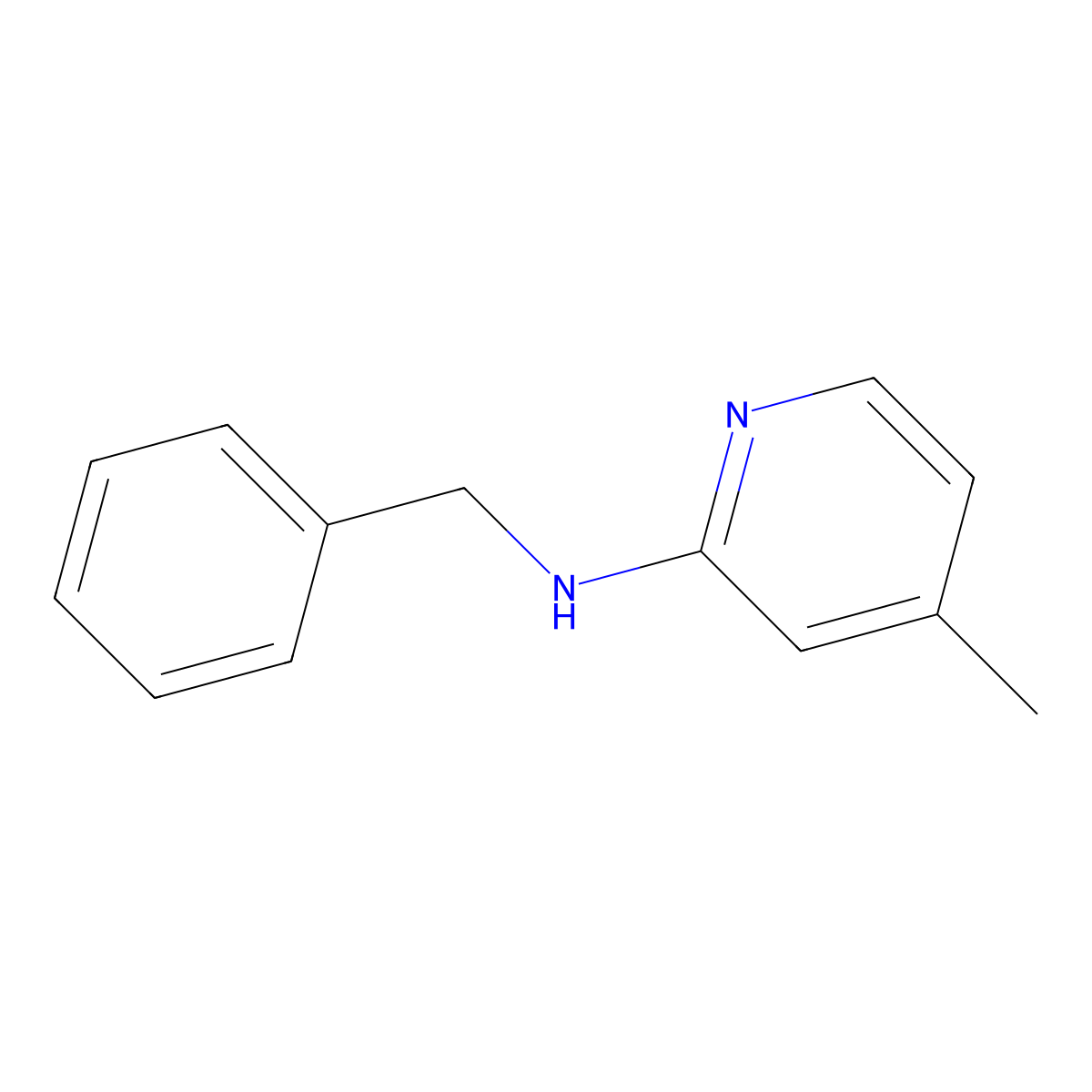 2-Pyridinamine, 4-methyl-N-(phenylmethyl)- molecular structure, CAS 13021-71-1