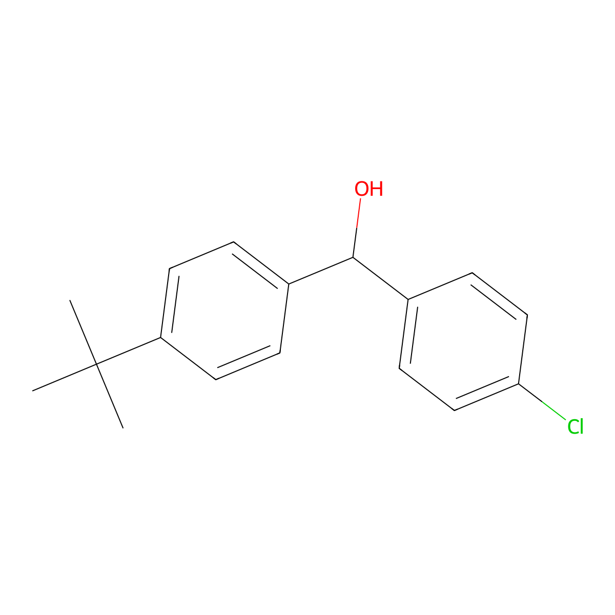 4-tert-Butyl-4'-chlorobenzhydrol molecular structure, CAS 130210-29-6