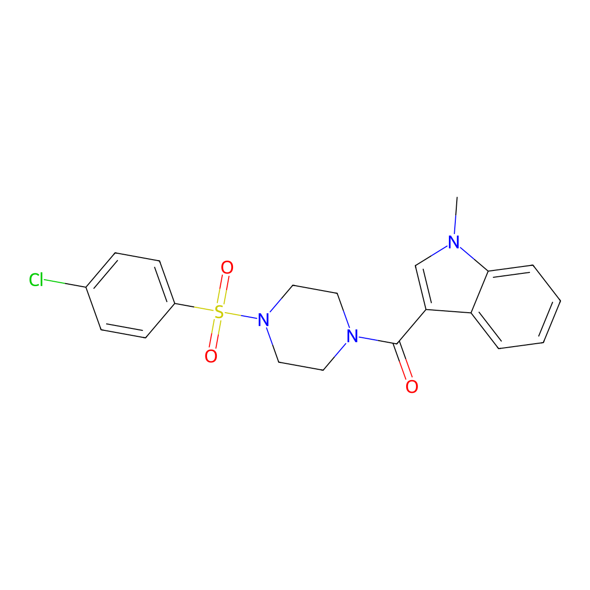 {4-[(4-chlorophenyl)sulfonyl]piperazin-1-yl}(1-methyl-1H-indol-3-yl)methanone molecular structure, CAS 1302145-37-4