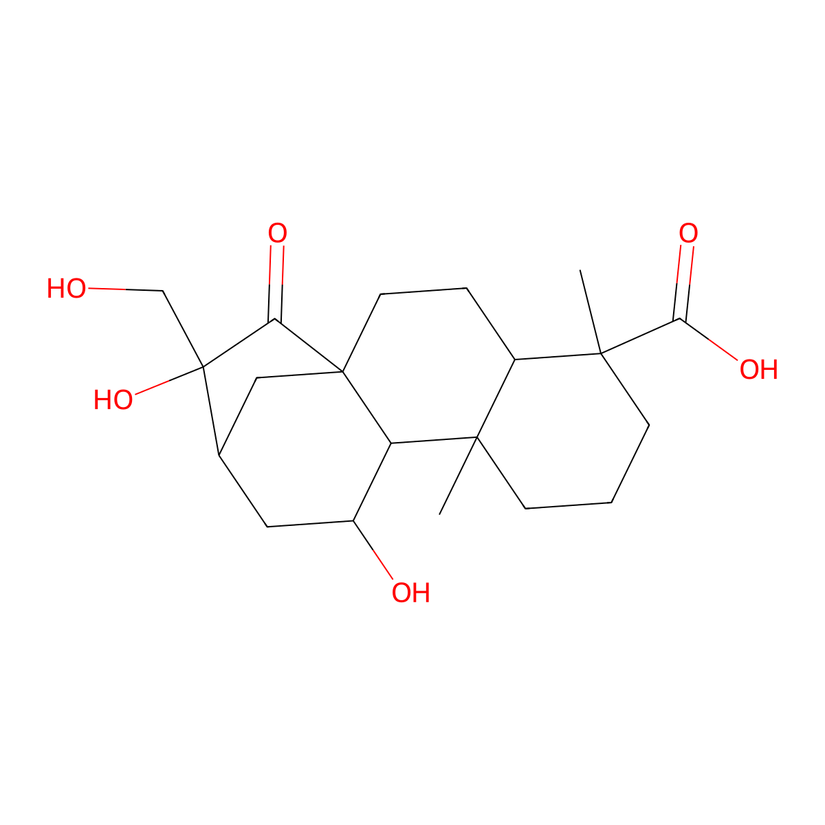 (1R,4S,5R,9R,10S,11S,13S,14S)-11,14-dihydroxy-14-(hydroxymethyl)-5,9-dimethyl-15-oxotetracyclo[11.2.1.01,10.04,9]hexadecane-5-carboxylic acid molecular structure, CAS 130217-20-8