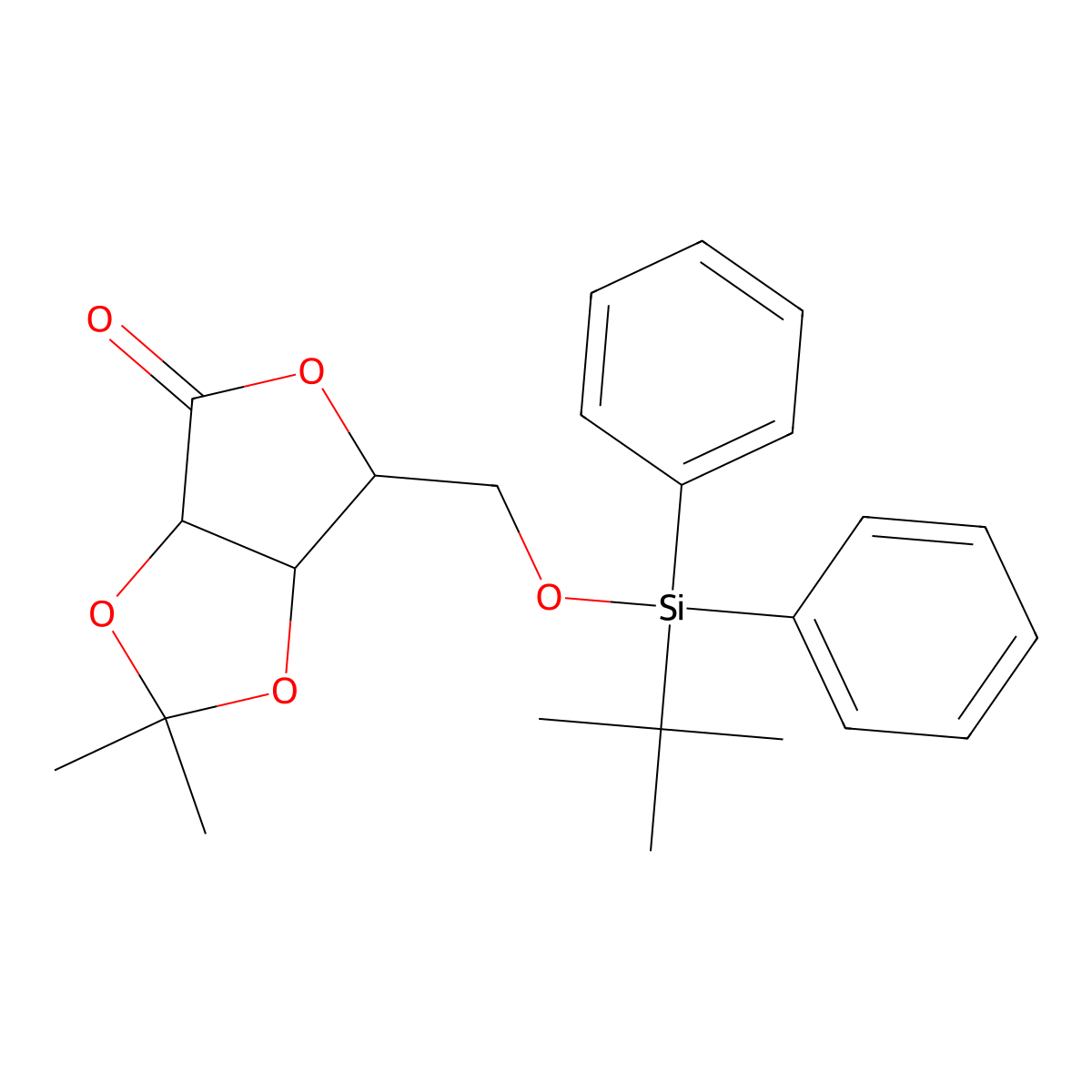 (3AR,6R,6aR)-6-(((tert-butyldiphenylsilyl)oxy)methyl)-2,2-dimethyldihydrofuro[3,4-d][1,3]dioxol-4(3aH)-one molecular structure, CAS 130222-84-3