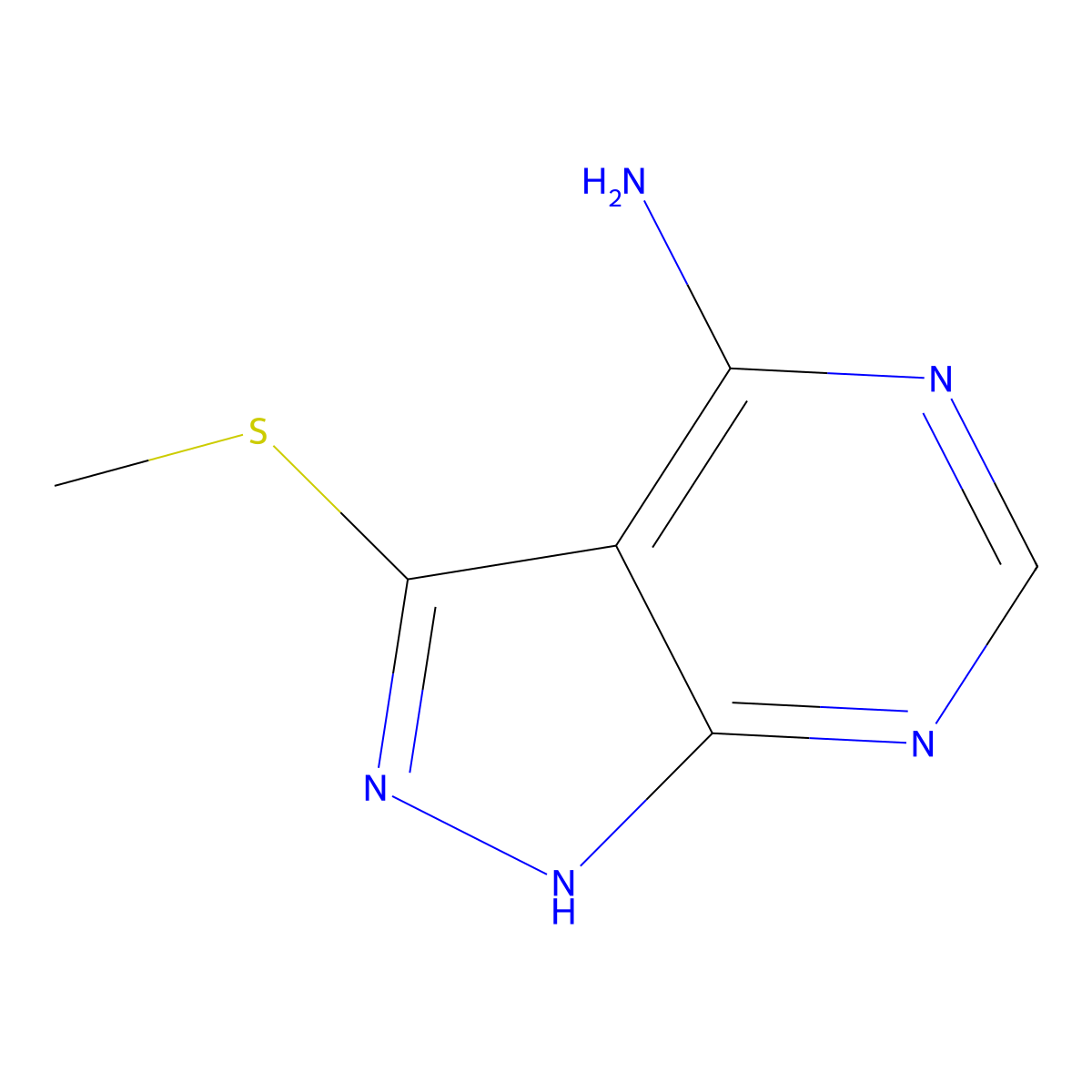 3-(methylthio)-1H-pyrazolo[3,4-d]pyrimidin-4-amine molecular structure, CAS 130224-46-3