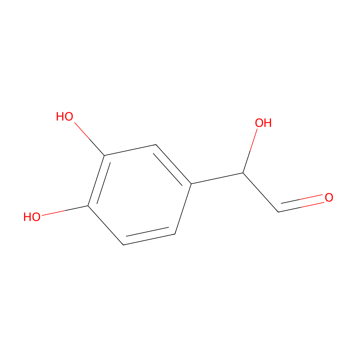 alpha,3,4-Trihydroxybenzeneacetaldehyde molecular structure, CAS 13023-73-9