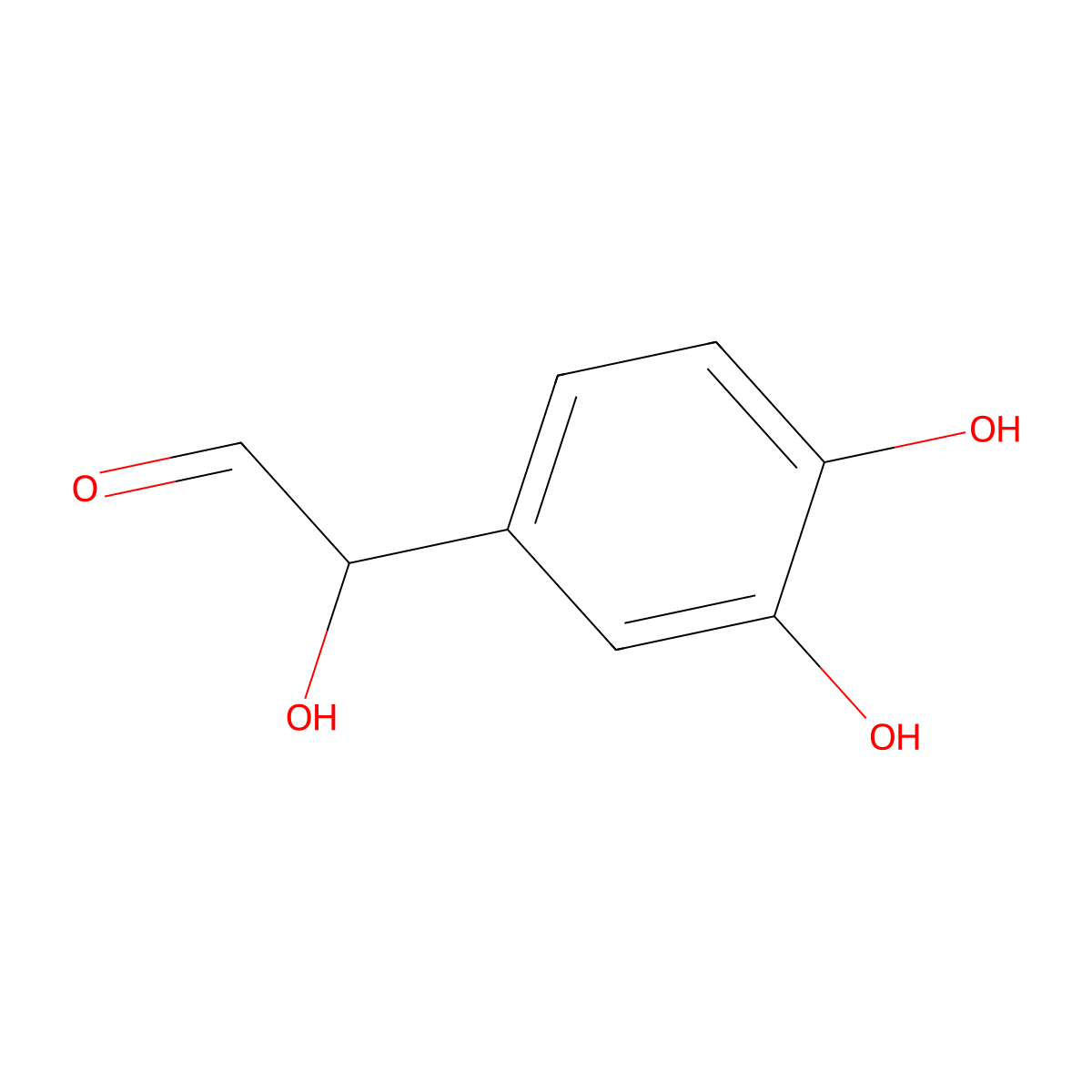 alpha,3,4-Trihydroxybenzeneacetaldehyde molecular structure, CAS 13023-73-9