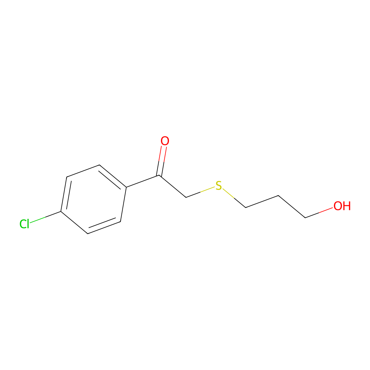 1-(4-Chlorophenyl)-2-((3-hydroxypropyl)thio)ethan-1-one molecular structure, CAS 130235-09-5