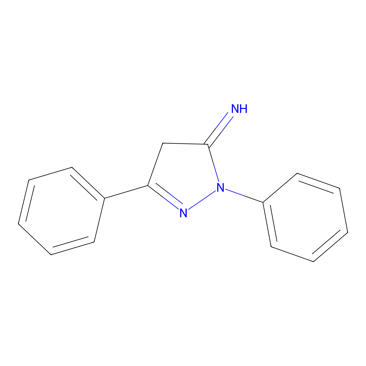 2,4-Dihydro-2,5-diphenyl-3H-pyrazol-3-imine molecular structure, CAS 13024-91-4