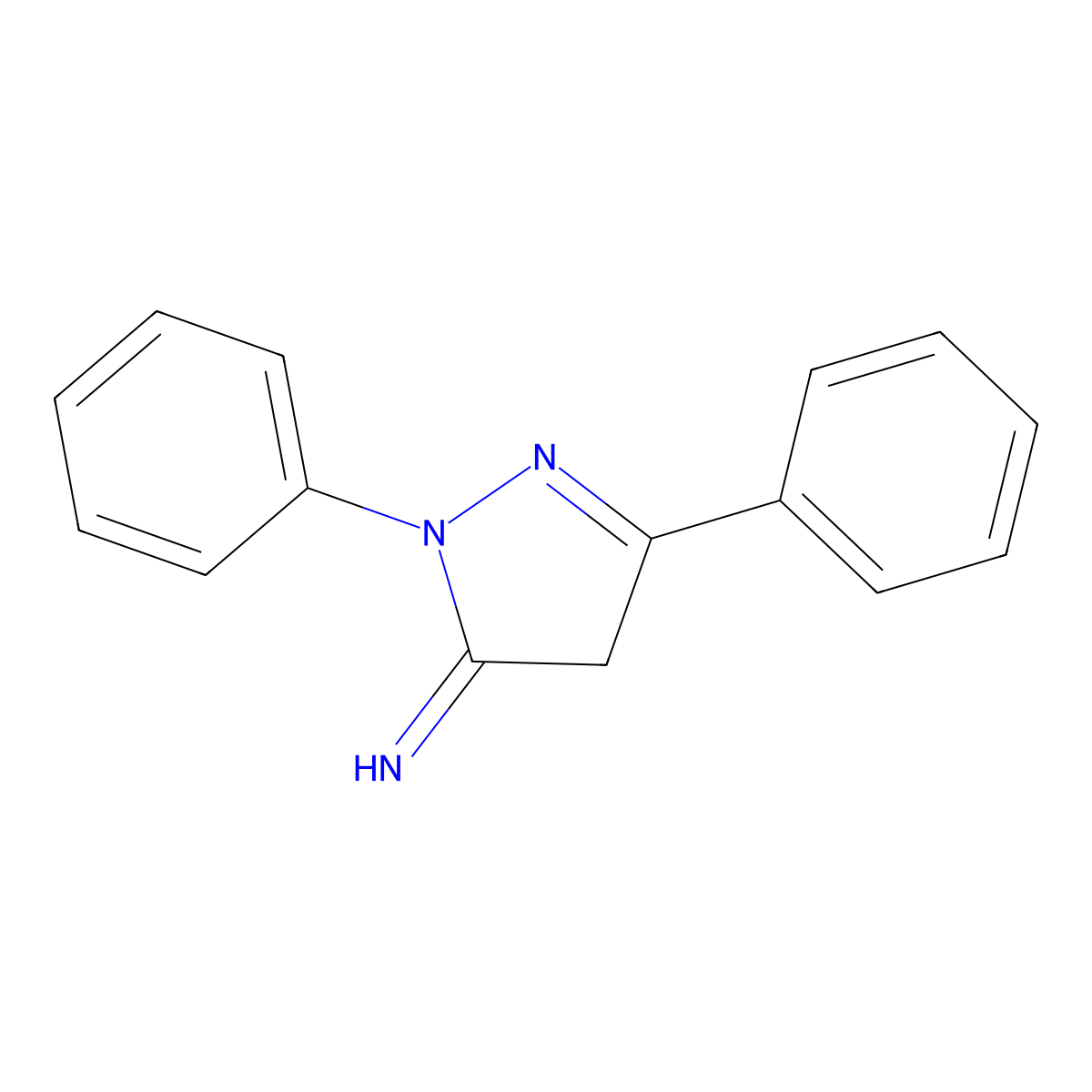 2,4-Dihydro-2,5-diphenyl-3H-pyrazol-3-imine molecular structure, CAS 13024-91-4