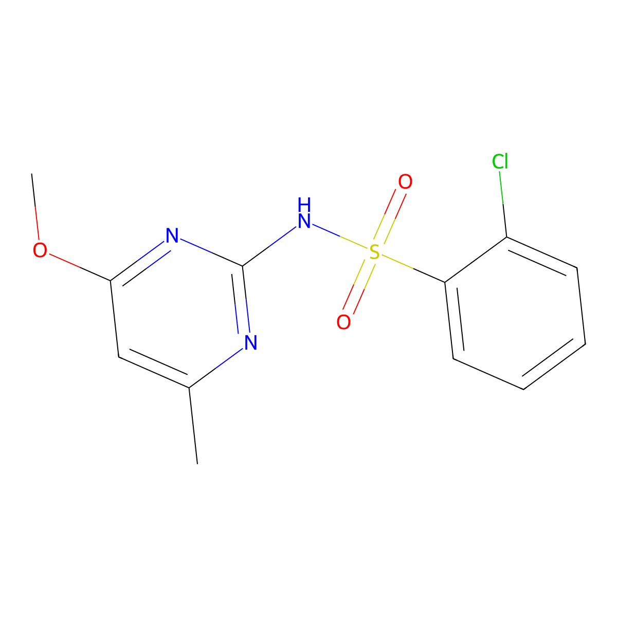 2-chloro-N-(4-methoxy-6-methylpyrimidin-2-yl)benzenesulfonamide molecular structure, CAS 130240-03-8