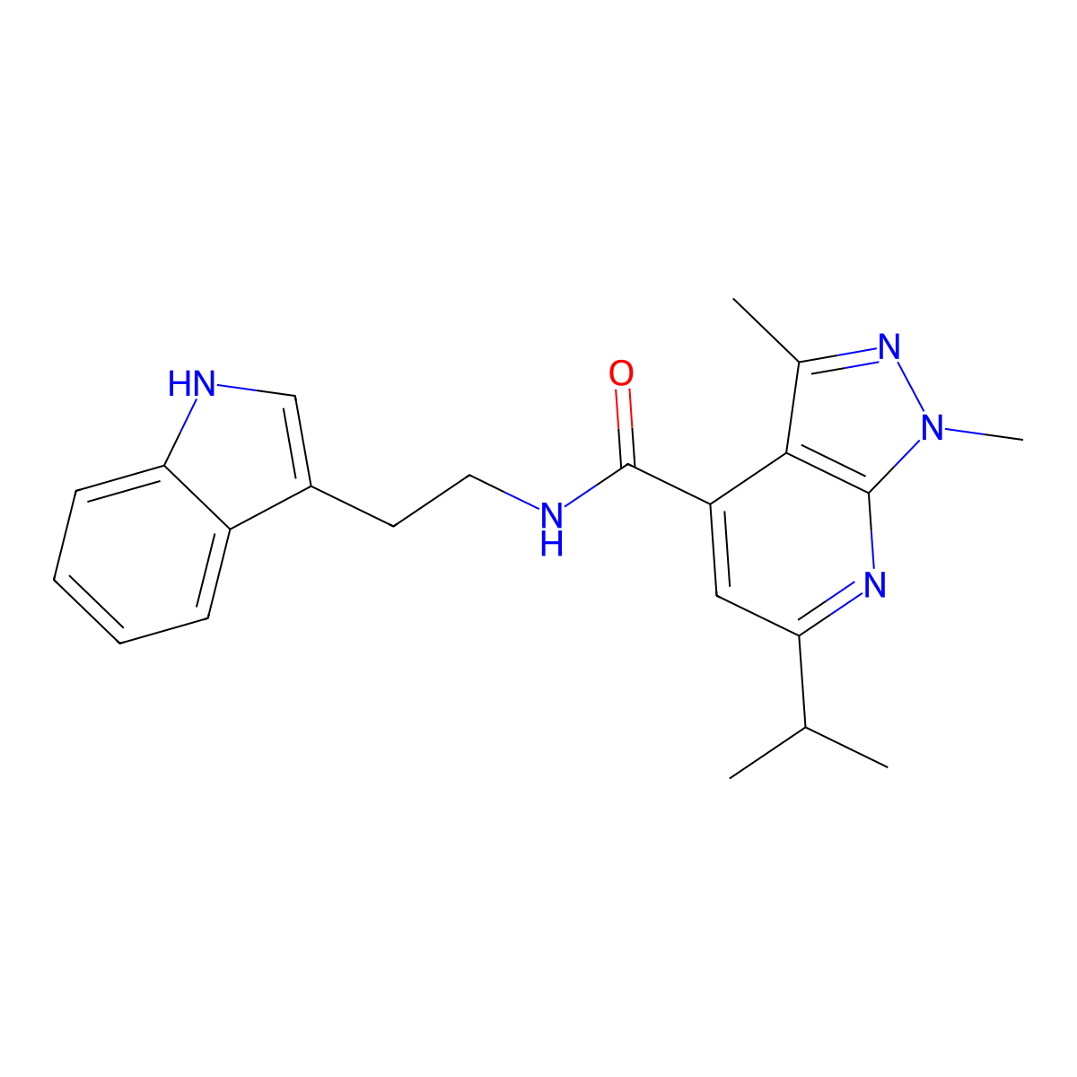 N~4~-[2-(1H-indol-3-yl)ethyl]-6-isopropyl-1,3-dimethyl-1H-pyrazolo[3,4-b]pyridine-4-carboxamide molecular structure, CAS 1302405-45-3