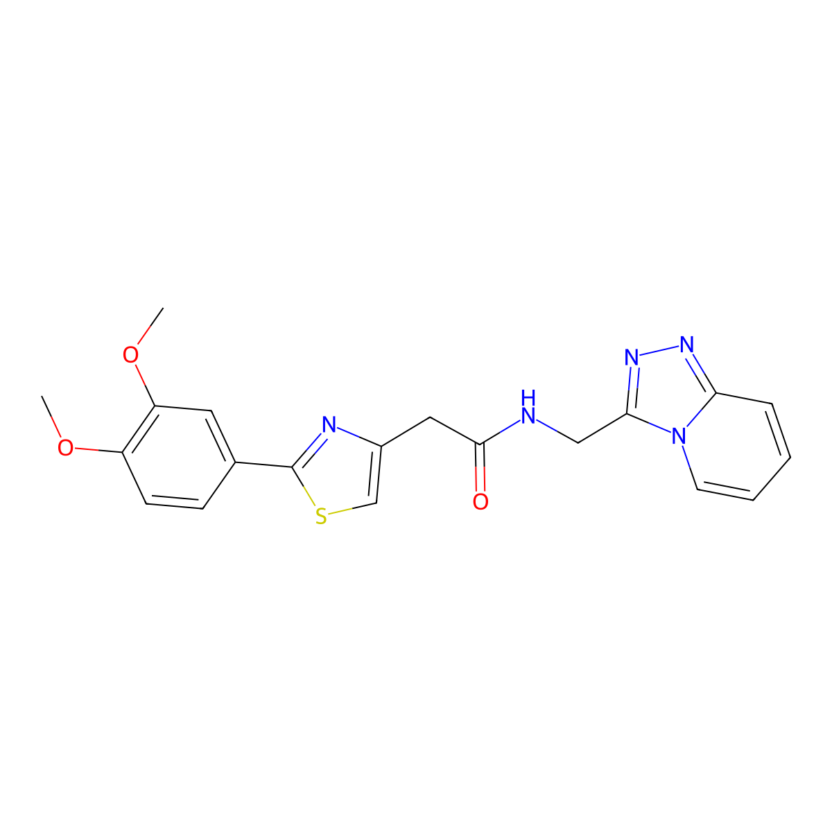 N-([1,2,4]triazolo[4,3-a]pyridin-3-ylmethyl)-2-(2-(3,4-dimethoxyphenyl)thiazol-4-yl)acetamide molecular structure, CAS 1302449-32-6