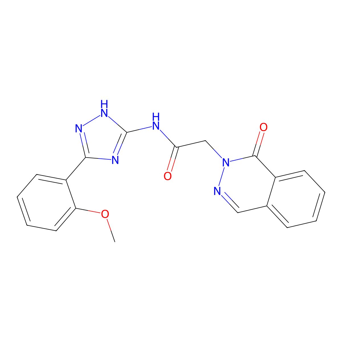 N-[3-(2-methoxyphenyl)-1H-1,2,4-triazol-5-yl]-2-(1-oxophthalazin-2(1H)-yl)acetamide molecular structure, CAS 1302478-14-3