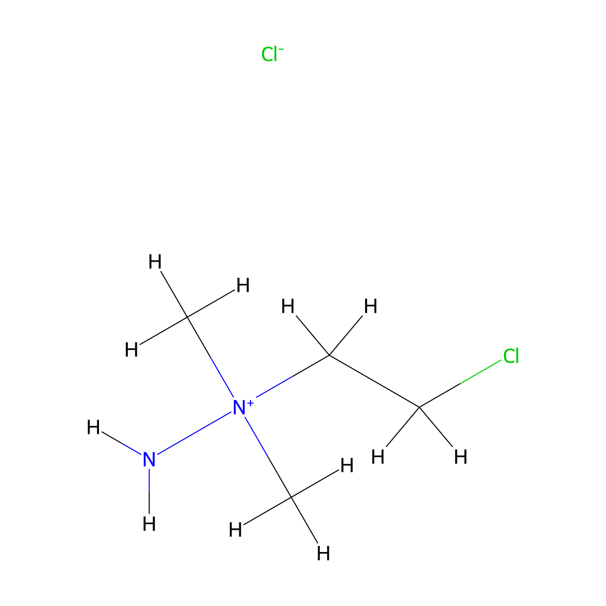 Hydrazinium, 1-(2-chloroethyl)-1,1-dimethyl-, chloride (1:1) molecular structure, CAS 13025-69-9