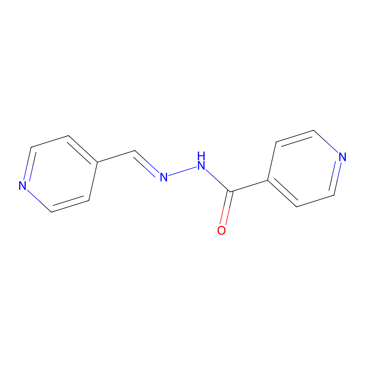 Pyridine-4-carboxaldehyde isonicotinoyl hydrazone molecular structure, CAS 13025-99-5