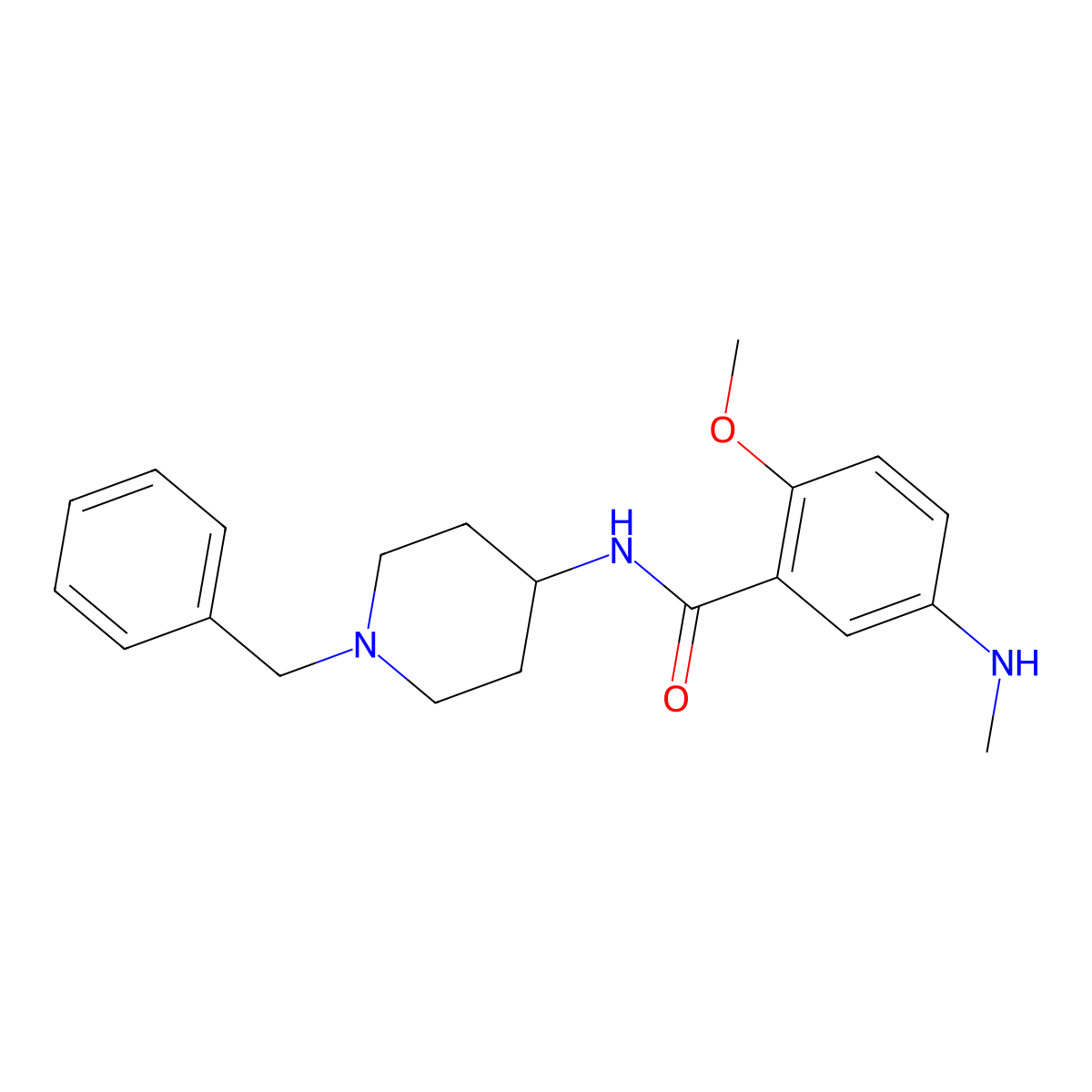 Benzamide, 2-methoxy-5-(methylamino)-N-(1-(phenylmethyl)-4-piperidinyl)- molecular structure, CAS 130260-03-6
