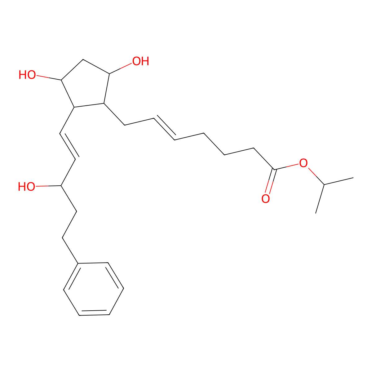 propan-2-yl 7-[(1R,2R,3R,5S)-3,5-dihydroxy-2-[(3R)-3-hydroxy-5-phenylpent-1-enyl]cyclopentyl]hept-5-enoate molecular structure, CAS 130273-87-9