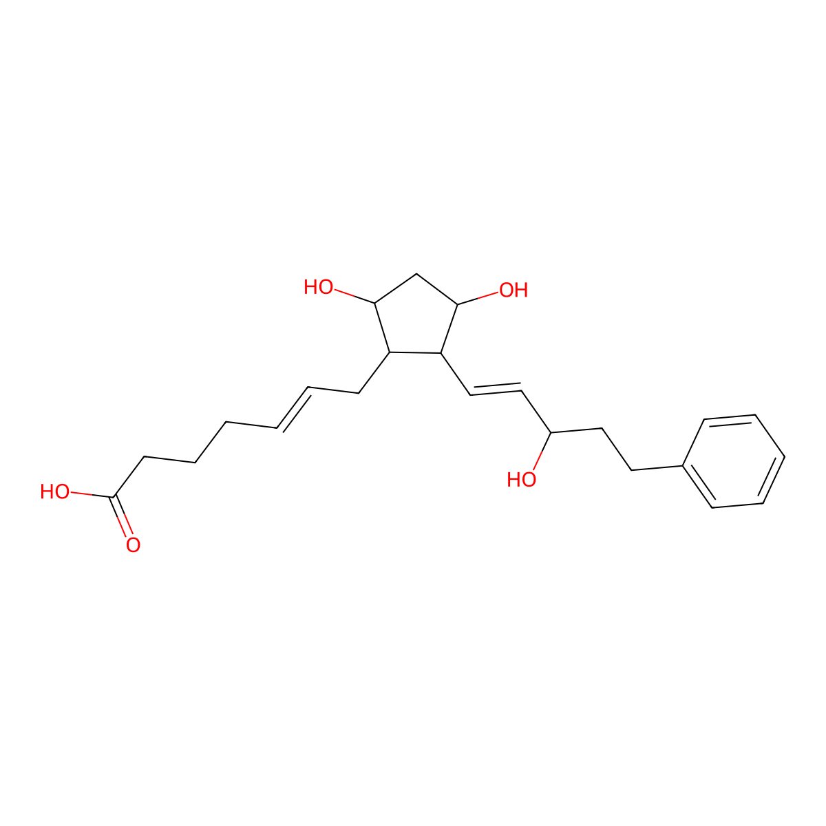 7-[3,5-Dihydroxy-2-(3-hydroxy-5-phenyl-1-penten-1-yl)cyclopentyl]-5-heptenoic acid molecular structure, CAS 130273-90-4