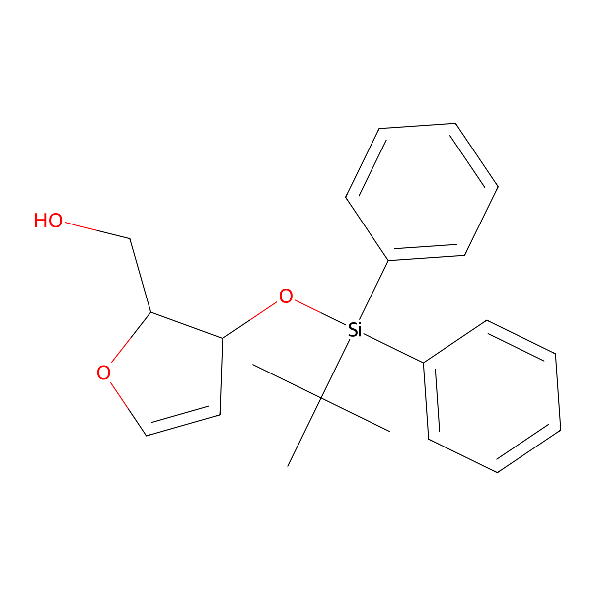 ((2R,3S)-3-(tert-butyldiphenylsilyloxy)-2,3-dihydrofuran-2-yl)methanol molecular structure, CAS 130277-32-6