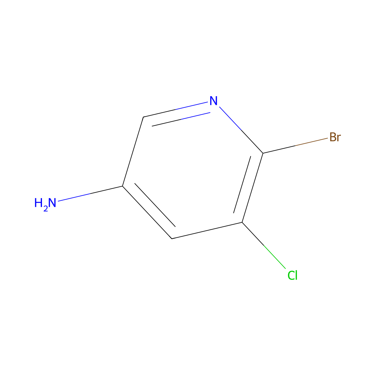 5-Amino-2-bromo-3-chloropyridine molecular structure, CAS 130284-52-5