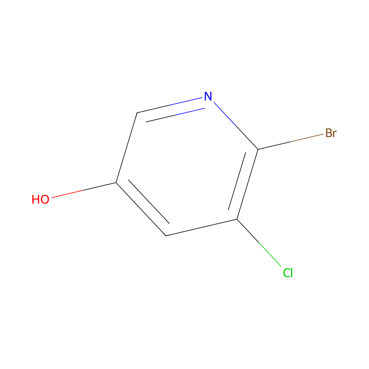 6-Bromo-5-chloropyridin-3-ol molecular structure, CAS 130284-56-9