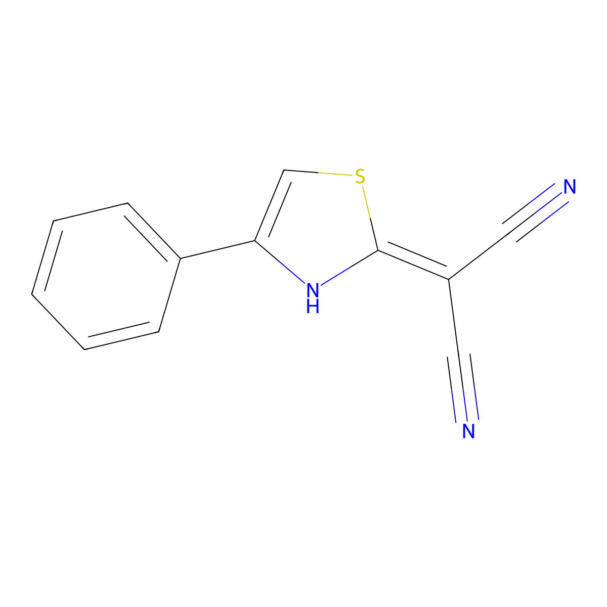 2-(4-phenylthiazol-2(3H)-ylidene)malononitrile molecular structure, CAS 130286-65-6