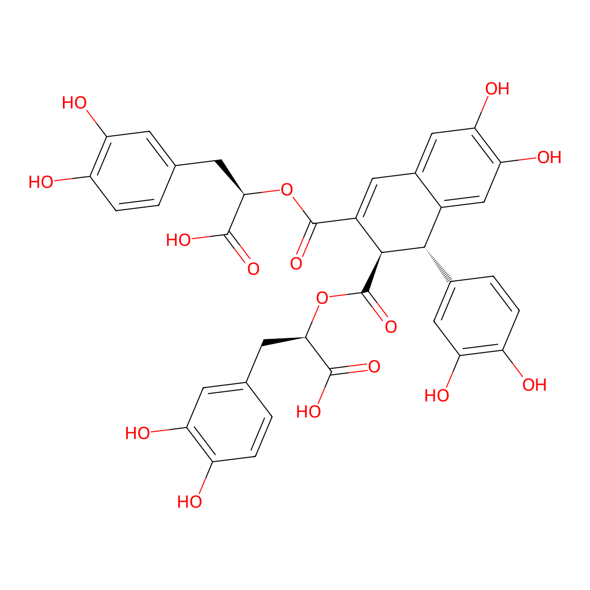 Caffeic acid tetramer molecular structure, CAS 130286-75-8